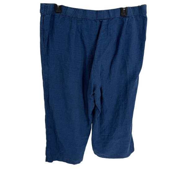 J Jill Womens Love Linen Pants Size Large Petite Blue Flat Front Pockets - Picture 2 of 8